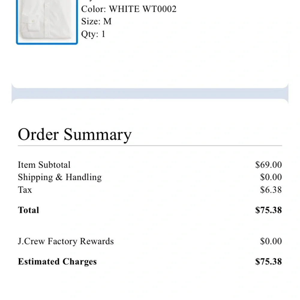 J Crew Cotton Dress Shirt